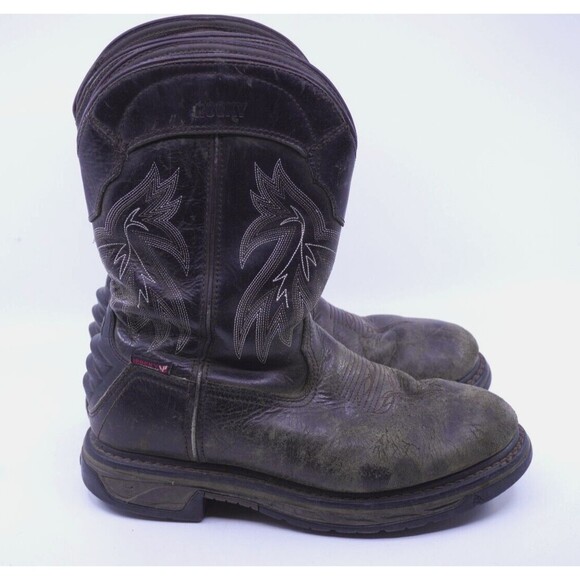 Rocky Iron Skull Waterproof Western Boot - Soft Toe Mens 9 M Brown Pull On - Picture 1 of 6